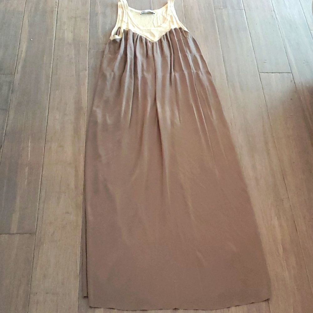 Zara maxi tank dress taupe medium